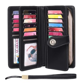 FALAN MULE Women's Wallet Genuine Leather RFID Blocking Large Capacity Trifold Ladies Wallet