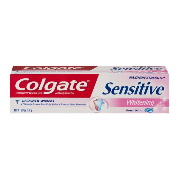 Colgate Sensitive Maximum Strength Whitening Toothpaste 6 oz (Pack of