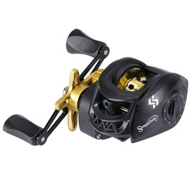 Sougayilang Baitcasting Reel, 7.2:1 Gear Ratio Super Smooth Power with Magnetic Braking System,Anti-Corrosion Baitcaster Fishing Reel - Color: Gold, Specification: Left handle