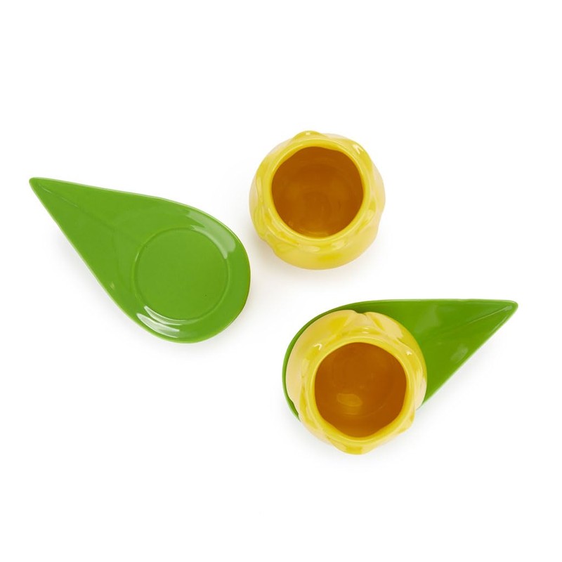 balvi Tulip Coffee Cup Set Yellow/Green 2 Tulip Shaped Coffee
