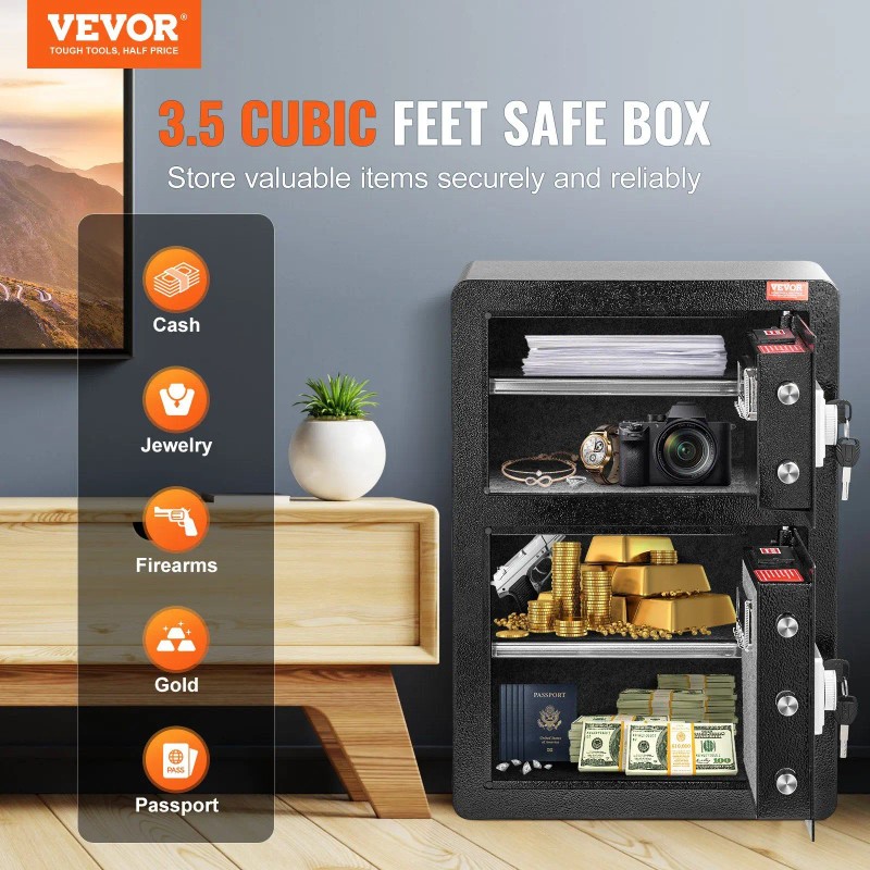 3.5 Cu.ft Double Door Safe Box with Key Lock &