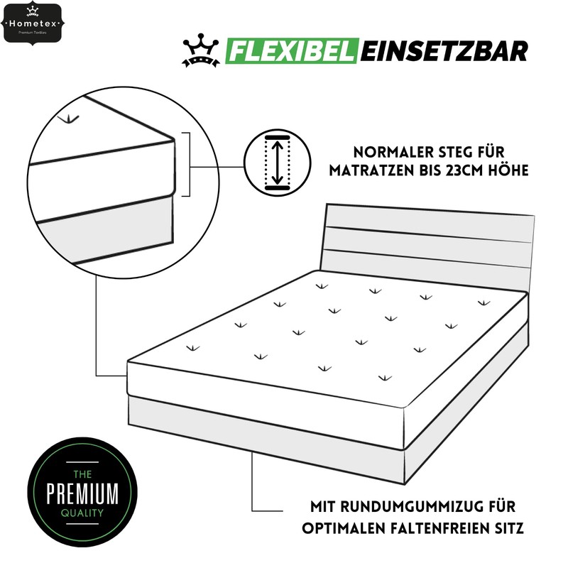 Hometex Premium Textiles Fitted Sheet, 180–200 x 200 cm, Jersey
