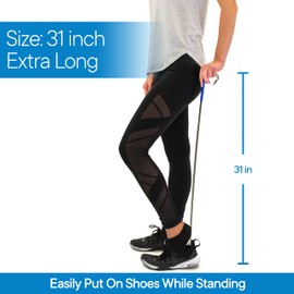 RMS 2 Pack 31 Inch Extra Long Handled Metal Shoe Horn with Curved Handle