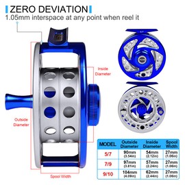 Fly Fishing Reel Fly Reels - CNC Machined Aluminium Alloy Body - Large Arbor Spool
