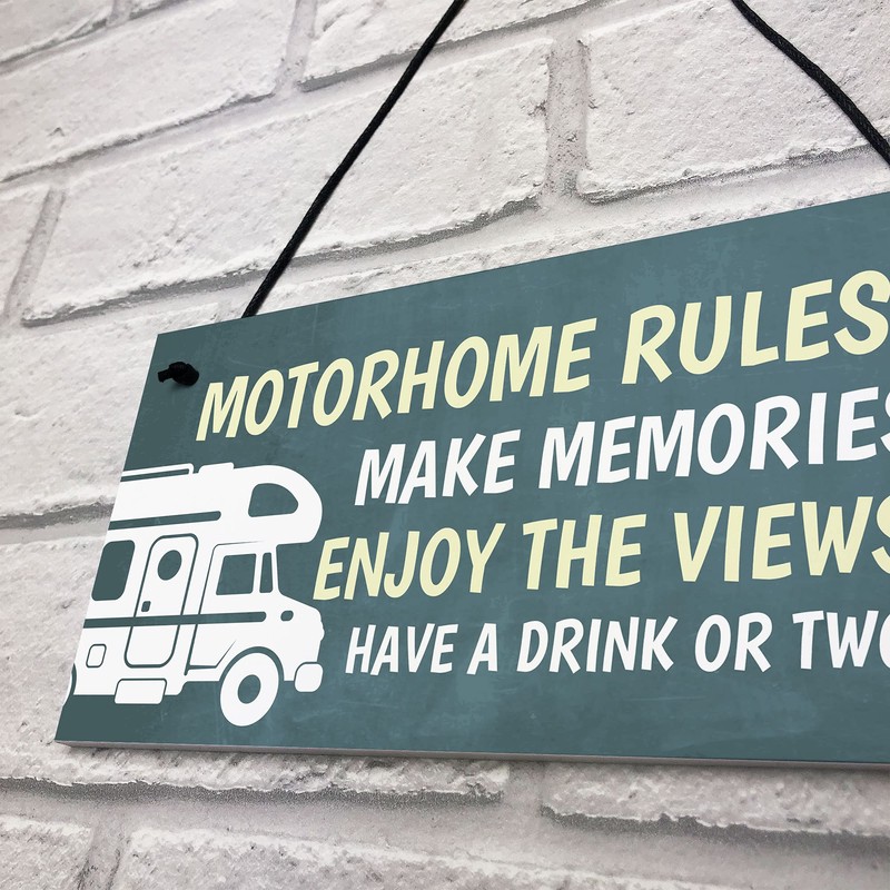 RED OCEAN Motorhome Rules Sign Hanging Door Plaque Motorhome Caravan