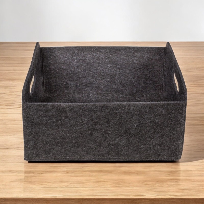 MIJOMA Set of 2 Felt Storage Boxes, Dark Grey, Foldable