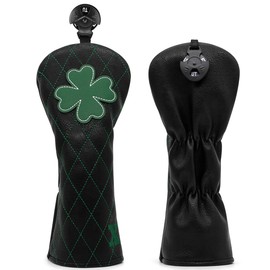 Golf Headcovers Golf Driver Fairway Hybrid Head Cover Golf Blade Mallet Putter Cover Lucky Clover Cross Pattern Premium Leather Driver Fairway(FW) Wood Hybrid(UT) with Number Tags