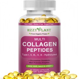 Multi Collagen Peptides Softgel - Type I, II, III, V, X - Hydrolyzed Collagen Peptides with Biotin Vitamin C Hyaluronic Acid for Women & Men, Supports Skin Hair Nail & Joint, Non-GMO, 60 Servings