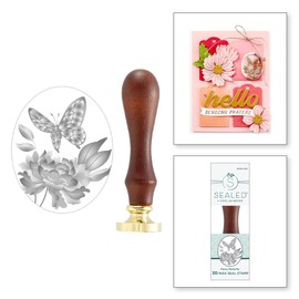 Spellbinders WS3D-003 Peony Butterfly 3D Wax Seal Stamp from The Sealed 3D Botanicals Collection
