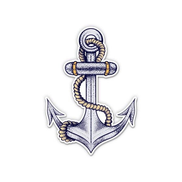 Anchor Sea Sailing Boat - 12" Vinyl Sticker Waterproof Decal