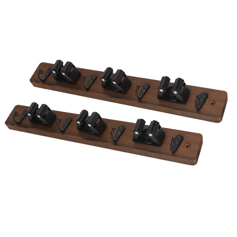2pcs Mop Broom Holder 3 Positions 4 Hooks Wall Mount