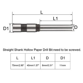 uxcell 8mm Paper Punch Drill, Straight Shank Hollow Bit Tool, for Hole Puncher Punching Machine
