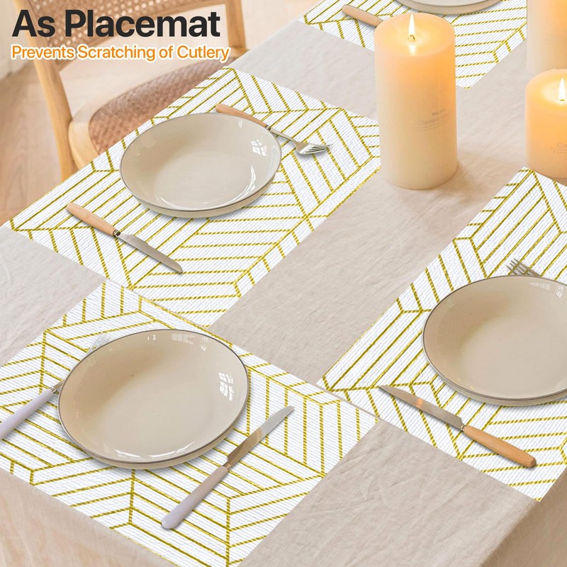 Shelf & Drawer Liner for Kitchen Cabinets Non-Adhesive Gold 12in