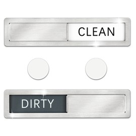 SETTER HOME Premium Stainless Steel Dishwasher Magnet Clean Dirty Sign Indicator - Grade 304 Clean Dirty Magnet for Dishwasher, Grey & White Minimalistic Style, Easy to Read with Extra Adhesive Tape - Kitchen Organizer