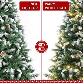 7.5 Pre-Lit Artificial Christmas Tree, Pine Cone Xmas Tree with 8 Lighting Changes, 400 Warm White Lights Changing, 1096 Branch Tips Christmas Tree for Home, Office Party Decoration