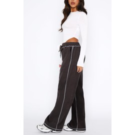 DISCIPBUSH Track Pants Women - Soft Wide Leg Sweatpants Women Drawstring Lounge Pants Women Joggers with Pockets Brown M