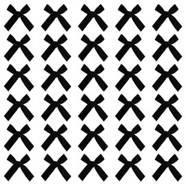 WANDIC 30 PCS Black Velvet Ribbon Bows, Large Decorative Polyester Bowknot Pre-Tied Premade Bows for Treat Bags Wedding Favors Decor Gift Wrap DIY Craft