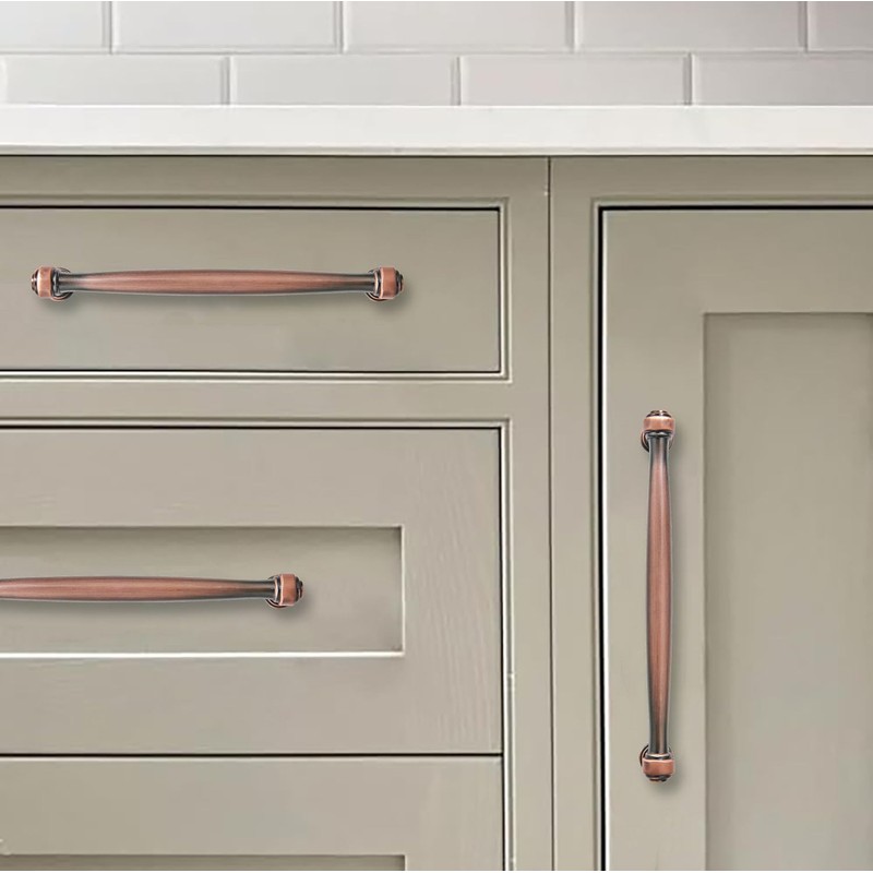 khtumeware 2 Pack 8 Inch(203mm) Brushed Antique Copper Cabinet Pulls