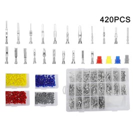 21Types 420PCS Connector Pins Terminal, Automotive Car Electrical Wire Terminal 1/1.5/1.8/2.2/2.8/3.5mm, Non-Insulated Plug Removal Male Female Crimp Pins with 18pin Needle Extractor