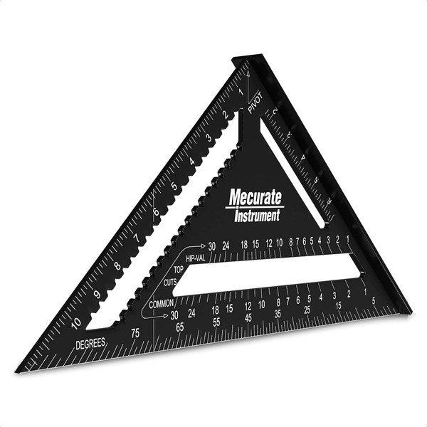 Mecurate Rafter Square, 12 inch Triangle Carpenter Square Die-cast Aluminum