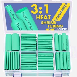 haisstronica 360PCS Heat Shrink Tubing,3:1 Ratio Adhesive Lined Marine Heat Shrink Tube Kit 8 Sizes(3/32"-5/8") Green
