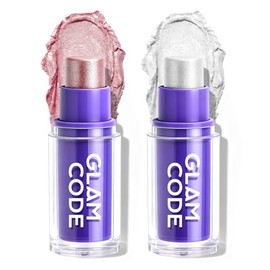 Glam Code Lápiz iluminador, maquillaje facial cremoso de larga duración, con brillo, mezclable para mejilla, nariz, cuerpo, realce y contorno, paquete