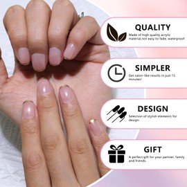MOTIBACK French Tip False Nails, High-Gloss Kiss Nails, Effortless Application Press On and Stylish Fake Nails, Easy Peel & Stick Stick On Nail for Women Girls Nail Art DIY Accessories