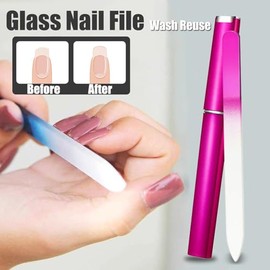 Dr.nail 5Pcs Glass Nail Files Buffer Set for Polisher Natural Fingernail | Crystal Glass Nano Nail Files Double Sided Etched Nail Buffer Health to Nat