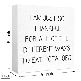 Kitchen Wood Sign Decor,Rustic Kitchen Wood Block Signs for Kitchen Shelf Counter Table Decor,Funny Kitchen Sign Farmhouse Kitchen Sign Counter Decoration (I'm Just So Thankful)