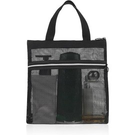 Mesh ShowerCaddyBag QuickDryToteBag,1Pc Shower Caddy Quick Dry Mesh Tote Bag Mesh Shower CaddyBag,Mesh Shower CaddyBagHangingToiletryTote Bag,Mesh Shower Caddy Quick Dry Tote Bag with Zipper,Black