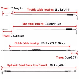 XR For Harley Softail Deluxe Rocker C Non-ABS 16” 18" Handlebar Extended Cable Kit