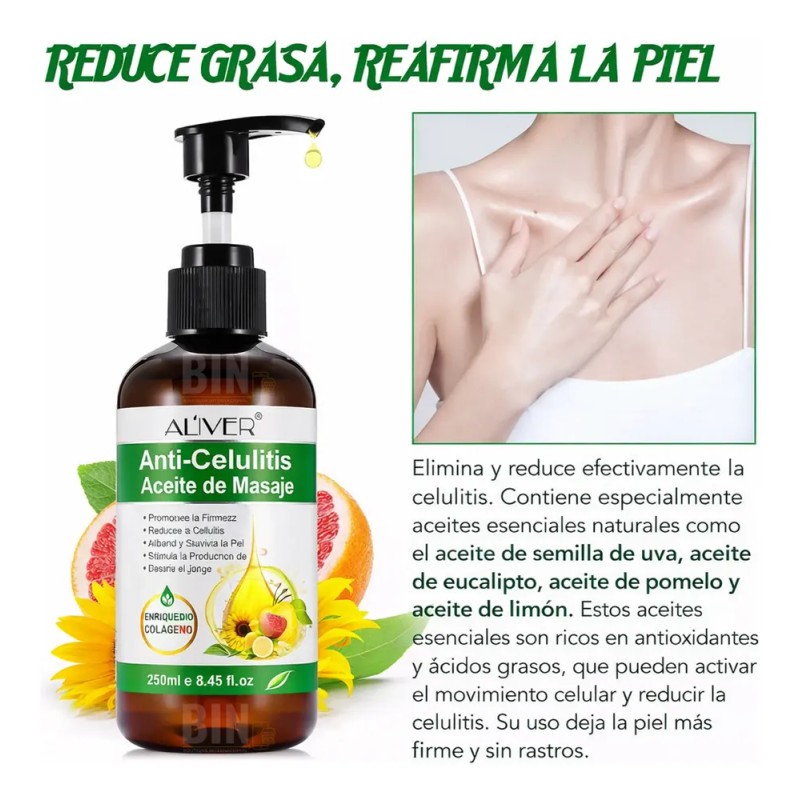 Aceite Masaje Corporal Aliver Anticelulitis Moldeador 250ml
