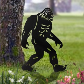 Vbioa Bigfoot Garden Decor for Outside, Big Foot Silhouette Outdoor Statues, Sasquatch Gardening Gifts for Men/Dad/Women, Metal Yard Art for Lawn, Forests,Outdoor Decorations