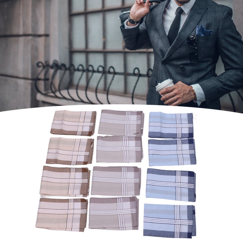12 Pcs 40cm Cotton Men Handkerchiefs Elderly Handkerchief Sweat Absorbent