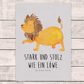 Mr. & Mrs. Panda Invitation, greeting card, postcard, zodiac sign lion with saying - colour grey pastel