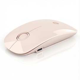 RAPIQUE Slim Wireless Mouse, Bluetooth & 2.4GHz, Rechargeable, Beige