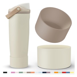 2 Pcs Silicone Boot for Owala 40oz & 30oz FreeSip Sway Tumblers, Protective Bottom Bumper Anti-Slip Sleeve Accessories for FreeSip Sway Water Bottles, Dishwasher Safe and BPA Free(Cream+Almond Rose)