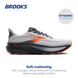 Brooks Men’s Ghost 17 Neutral Running Shoe - Oyster Mushroom/Orange/Ebony - 11 Wide