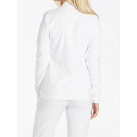 CHEROKEE Women's Iflex Warm-Up Jacket with Zip Front Medical Scrubs Jacket, White/Opulent Garden, S