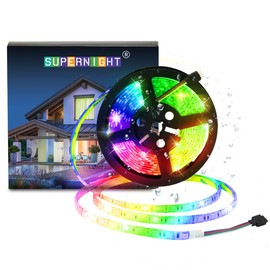 SUPERNIGHT 32.8FT LED Strip Lights, 10M SMD 5050 Waterproof 600LEDs 24V RGB Color Changing Flexible LED Light Strip for Bedroom, TV Back Lighting, Christmas, Valentine's Day (White PCB)