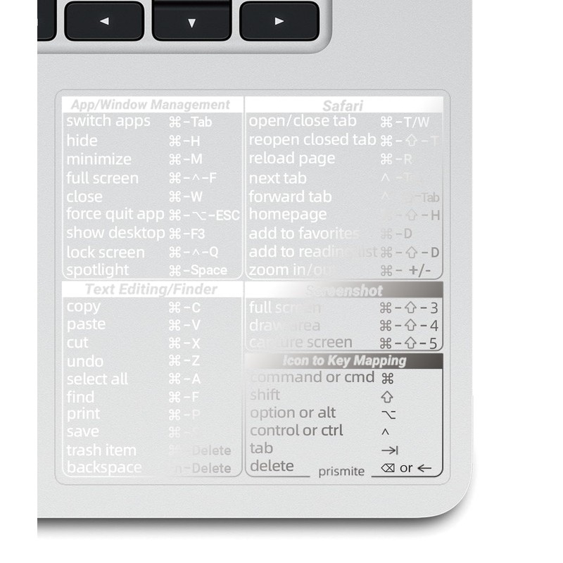 Mac Shortcut Sticker 2023, PET, Pack of 2，Silver