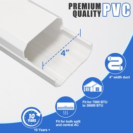 SUREPHON 4" 7.5Ft Mini Split Line Set Cover, Plastic Line Kit for Outside Units, Mini Split Air Conditioner, Central AC and Heat Pump
