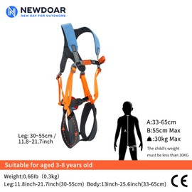 NewDoar Climbing Harness for Kids, Full Body Belt, Thin and Lightweight Waist Protection, Safety Belt for Rappelling Indoor and Outdoor, Tree Climbing, Arborists, Children (3-8 Years), Full Body
