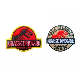 Antrix 2 Pieces Patch for Dinosaur Park Security Officer Emblem Patch Hook & Loop Tactical Badge Emblem Patches for Backpacks Caps Hats Bags Clothes Clothing Dog Harness Vest-Dia.3.15"