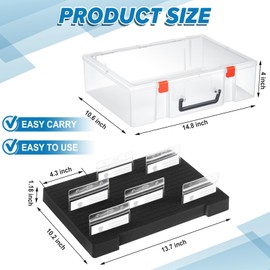Chunful 1 Pc Name Tag Holder with Case, Foam Name Badge Storage Tray Holds 48 Badges ID Badge Tray Organizer for Desk Classroom Office School, 14 x 10.6 x 4 in (Clear)