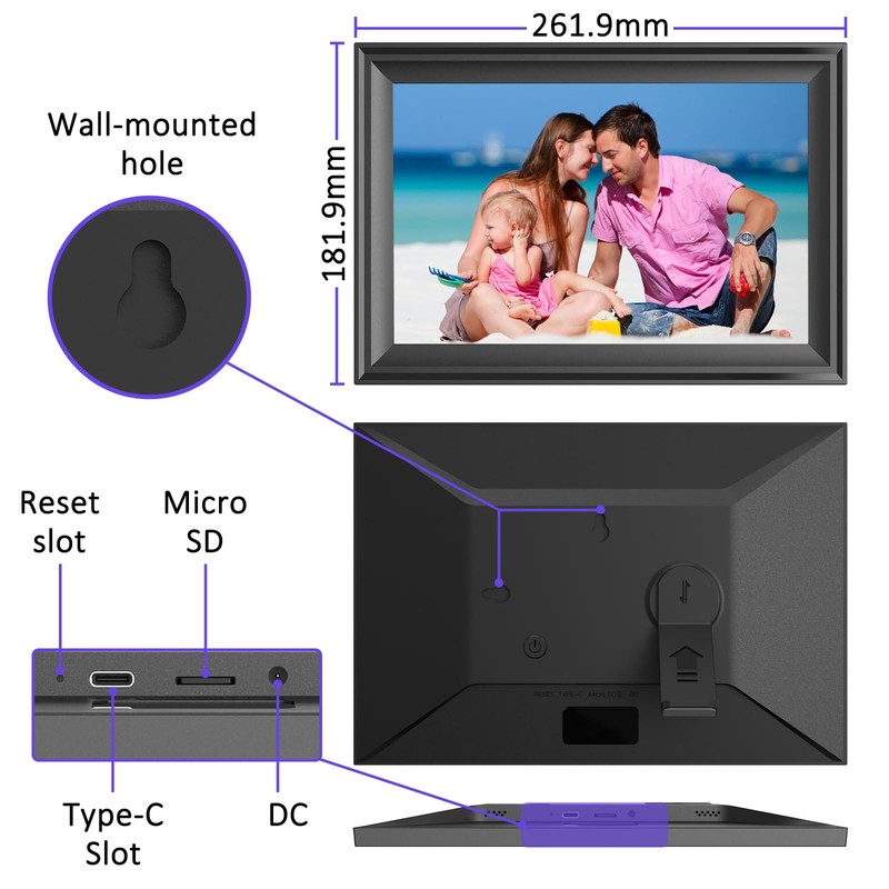 Digital Picture Frame, 10.1 Inch WiFi Photo Frame Electronic, IPS