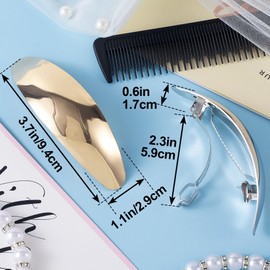 Isslly 2 PCS French Barrette Hair Clips 3 inch, Oval Metal Hair Barrettes for Women, Vintage Wedding Prom Formal Hair Accessories for Thick Hair for Women - White, Yellow