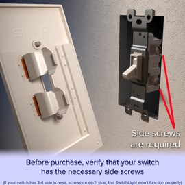 4 Pack - SnapPower SwitchLight - for Single-Pole Switches - Switch Plate with LED Night Lights - Adjust Brightness - Auto On/Off Sensor - (Toggle, Light Almond)