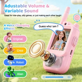 Video Walkie Talkie for Kids, 2 Pack Rechargeable Video Intercom, 11 Channels 2 Way Radio Toy with 4 Voice Effects for Indoor Outdoor Camping Hiking, Christmas Birthday Gifts for Boys Girls Age 3-12