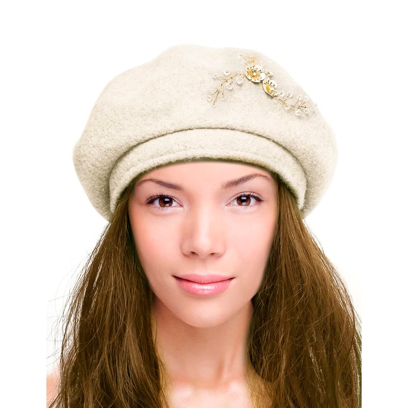 Dahlia Women's Winter Hat - Wool Blend, Hand Beaded, Elegant